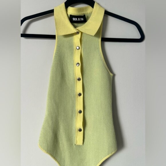 New SER.O.YA Ribbed Collared Bodysuit - Picture 4 of 10